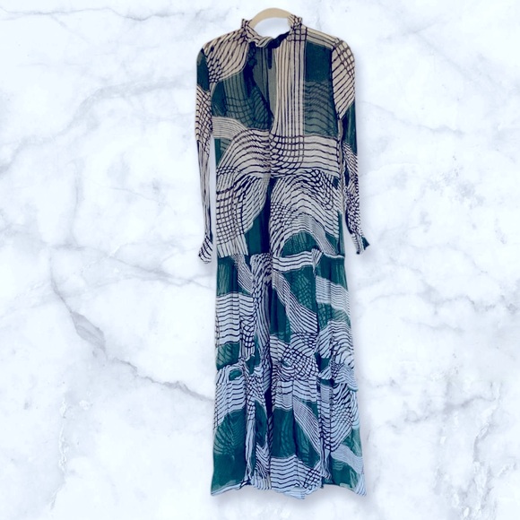 Anthropologie The Marais Gauze Maxi Dress Sz XXS Gray Green Boho - Picture 7 of 9